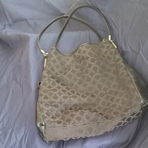 Coach Black and Brown Signature Shoulder Bag